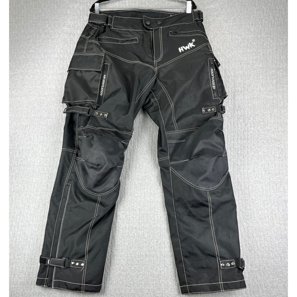 HWK Motorsports Motorcycle Pants Men L Black Riding Tactical Cargo padded Gear